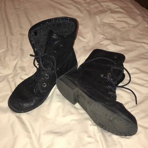 Black Short Lace-Up/Button Down Boots